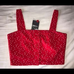 Forever 21 Women’s knit crop top red/cream stars